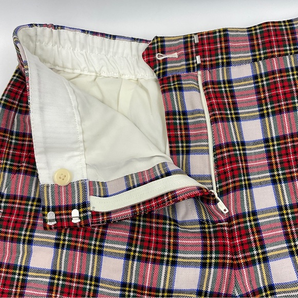 J. Crew RARE Tartan Plaid Straight Leg Stretch Flat Front High Waist Wool Pants - Picture 8 of 16